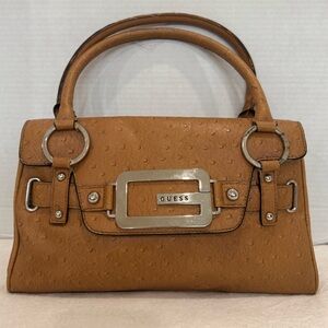 Guess Vintage 90s/Y2K Tan Ostrich Women’s Satchel Handbag Shoulder Purse Bag